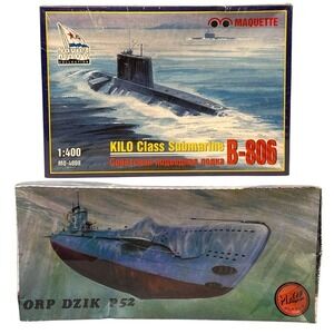Lot 2 Submarine Model Kits ORP Dzik P52 + Kilo Class B-806 1:400 Sealed